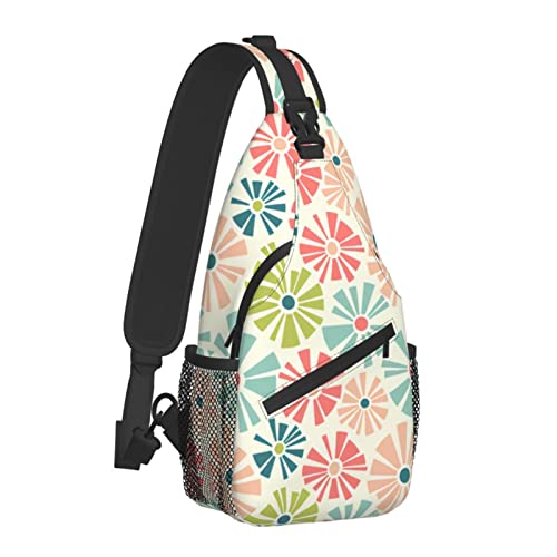 Retro Frühlingsmuster von Gänseblümchen Sling Bag für Damen Herren, Crossbody Umhängetaschen Casual Sling Rucksack Brusttasche Reisen Wandern Daypack Outdoor von AOOEDM