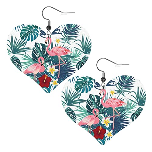 Rosa Flamingo-Ohrringe aus Leder in Herzform für Damen und Mädchen, einfache Ohrhänger, Geschenke für Sie Rosa Flamingo-Ohrringe aus Leder in Herzform für Damen und Mädchen, einfache Ohrhänger, Geschenke für Sie von AOOEDM