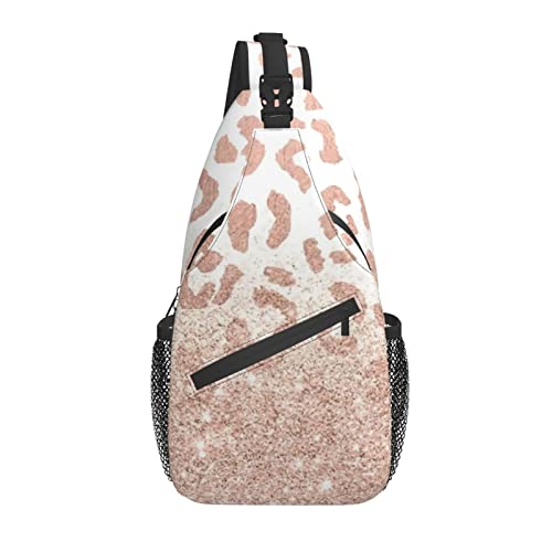 Rose Gold Leopard Kreuz Brusttasche Diagonal Männer Frauen Umhängetasche Lässige Mode Reisetasche Sling Rucksack von AOOEDM