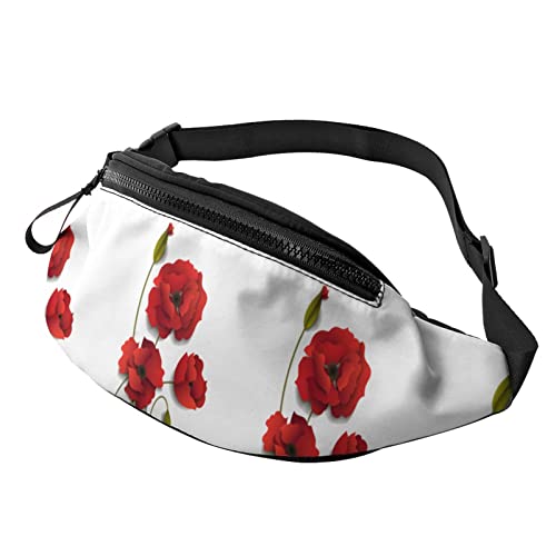 Rote Rose Blume blühende Blätter Bauchtasche Sport Casual Hüfttasche für Damen Herren Modisch von AOOEDM