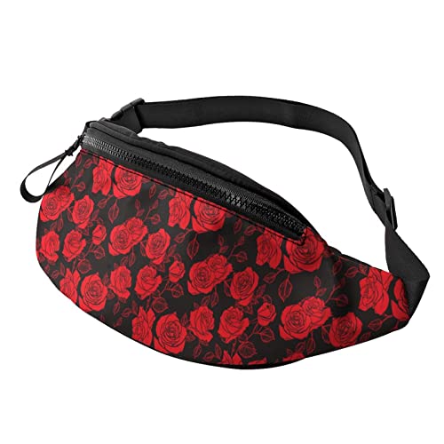 Rote Rosen Gürteltasche Sport Casual Hüfttasche für Damen Herren Modisch von AOOEDM