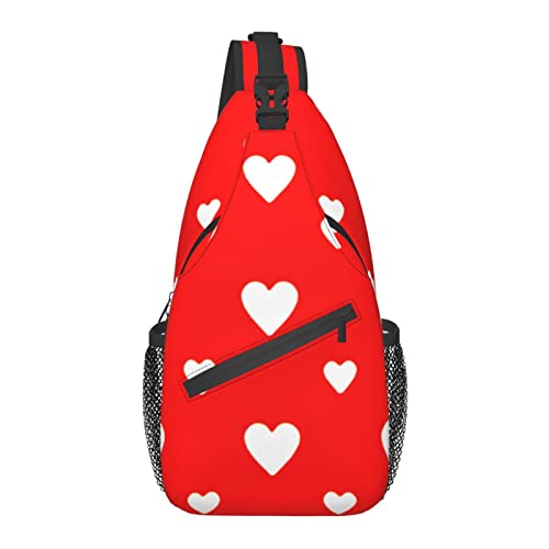 Roter Herz Sling Rucksack Valentinstag Brusttasche Umhängetasche Büro Arbeit Reisen Wandern Tagesrucksack für Damen Herren von AOOEDM