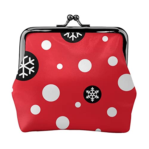 Schneeflocken-Muster Punkte Weihnachten Leder Geldbörse für Damen, Kleingeldbeutel mit Kiss-Lock-Verschluss, Schnallen-Geldbörse für Mädchen-Geschenk von AOOEDM