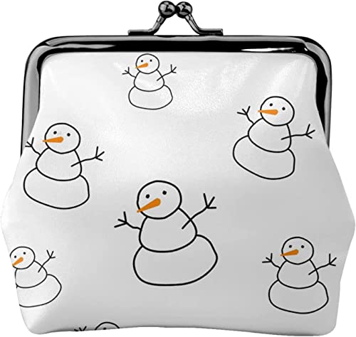 Schneemann-weißer Hintergrund Damen-Leder-Geldbörse, Kleingeldbeutel mit Kiss-Lock-Verschluss, Schnallen-Geldbörse für Mädchen-Geschenk von AOOEDM