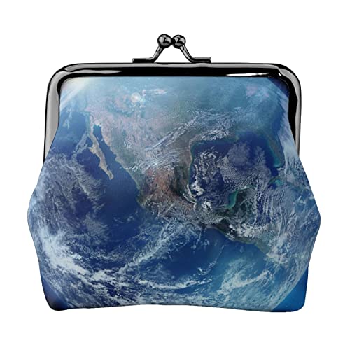 Schöne Erdmuster-Damen-Leder-Geldbörse, Kleingeldbeutel mit Kiss-Lock-Verschluss, Schnallen-Geldbörse für Mädchen-Geschenk von AOOEDM