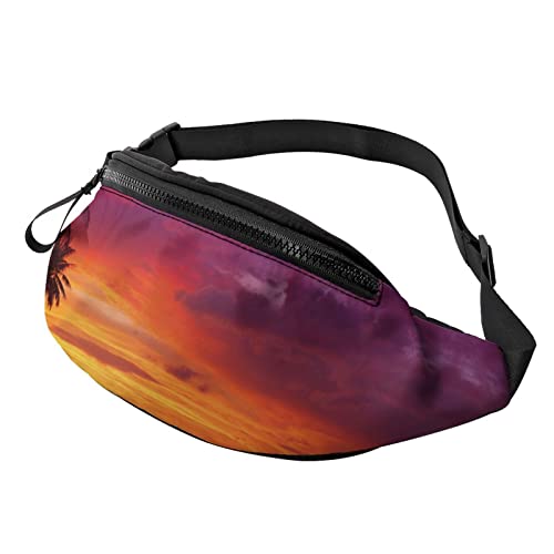 Schöne Sonnenuntergang Palme Strand Gürteltasche Sport Casual Hüfttasche für Damen Herren Modisch von AOOEDM
