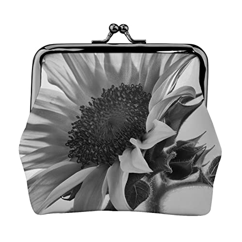 Schöne kleine Geldbörse mit Sonnenblumenmuster, Ledertasche mit Kussverschluss, Kleingeldbörse, Geschenke für Männer und Frauen von AOOEDM