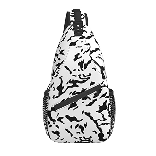 Schwarz Weiß Farbe Kuhflecken Hautmuster Kreuz Brusttasche Diagonal Männer Frauen Umhängetasche Lässige Mode Reisetasche Sling Rucksack von AOOEDM
