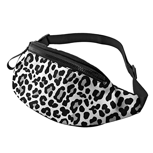 Schwarz Weiß Leopardenmuster Gürteltasche Sport Casual Hüfttasche Für Damen Herren Modisch von AOOEDM