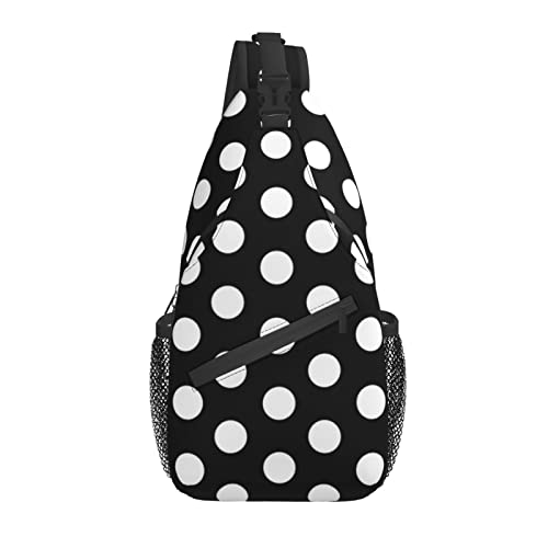 Schwarz Weiß Polka Dot Cross Brusttasche Diagonally Sling Rucksack Crossbody Umhängetasche Reisen Wandern Daypacks für Männer Frauen von AOOEDM