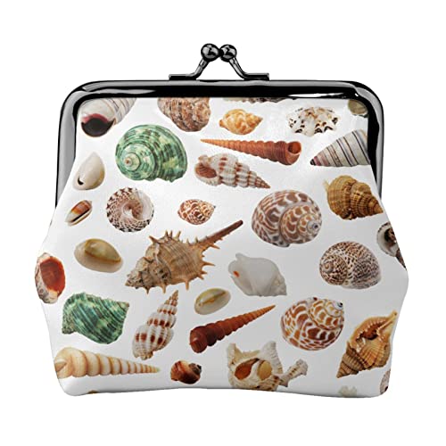 Sea Shells Damen-Leder-Geldbörse, Kleingeldbeutel mit Kiss-Lock-Verschluss, Schnallen-Geldbörse für Mädchen-Geschenk von AOOEDM