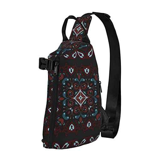 Sling Bag Floral Paisley Black Crossbody Rucksack für Herren Jungen, Leichte Umhängetasche Anti-Diebstahl Sporttasche für Wandern Reisen Radfahren Sling Bag Floral Paisley Black Crossbody Rucksack für Herren Jungen, Leichte Umhängetasche Anti-Diebstahl Sporttasche für Wandern Reisen Radfahren von AOOEDM