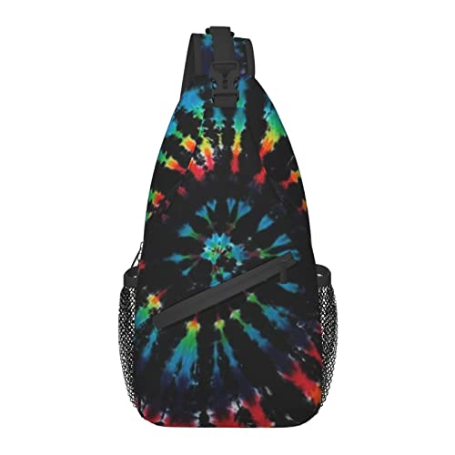 Sling Bag für Männer Frauen, für Black Tie Dye, Schulterrucksack Brusttaschen Crossbody Daypack für Outdoor Wandern Camping Radfahren von AOOEDM