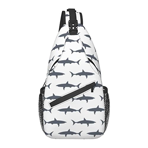 Sling Bag für Männer Frauen, für Grey Sharks White, Schulterrucksack Brusttaschen Crossbody Daypack für Outdoor Wandern Camping Radfahren von AOOEDM