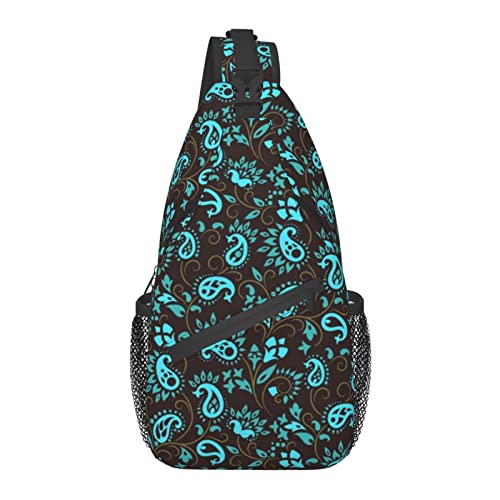 Sling Bag für Männer Frauen, für Paisley Blumen Blumen, Schulterrucksack Brusttaschen Crossbody Daypack für Outdoor Wandern Camping Radfahren von AOOEDM