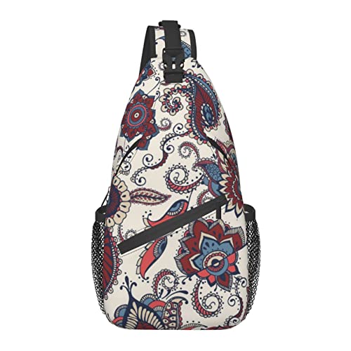 Sling Bag für Männer Frauen, für Paisley Blumen Blumen, Schulterrucksack Brusttaschen Crossbody Daypack für Outdoor Wandern Camping Radfahren von AOOEDM