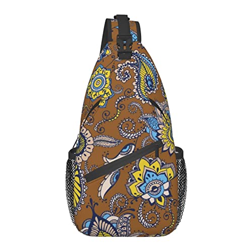 Sling Bag für Männer Frauen, für Paisley Blumen Blumen, Schulterrucksack Brusttaschen Crossbody Daypack für Outdoor Wandern Camping Radfahren von AOOEDM