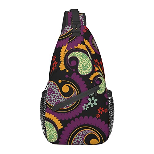 Sling Bag für Männer Frauen, für Paisley Blumen Blumen, Schulterrucksack Brusttaschen Crossbody Daypack für Outdoor Wandern Camping Radfahren von AOOEDM