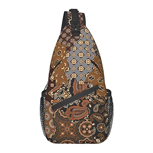 Sling Bag für Männer Frauen, für Paisley und geometrische Motive Muster, Schulterrucksack Brusttaschen Crossbody Daypack für Outdoor Wandern Camping Radfahren von AOOEDM