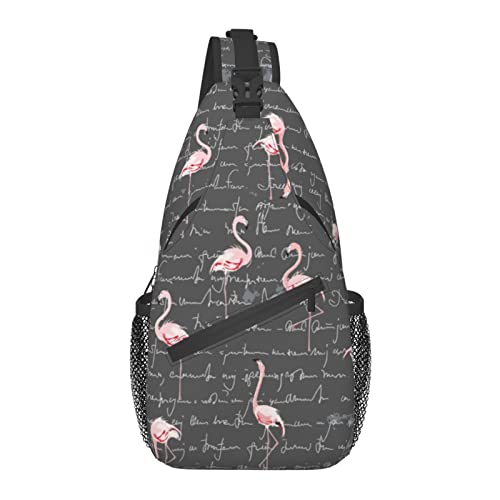 Sling Bag für Männer Frauen, für Pink Flamingo Letter, Schulterrucksack Brusttaschen Crossbody Daypack für Outdoor Wandern Camping Radfahren von AOOEDM
