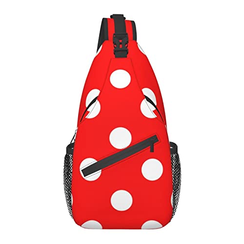 Sling Bag für Männer Frauen, für Polka Dot Red, Schulterrucksack Brusttaschen Crossbody Daypack für Outdoor Wandern Camping Radfahren von AOOEDM