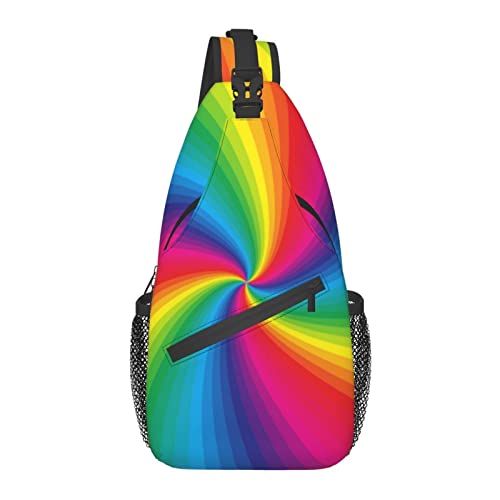 Sling Bag für Männer Frauen, für Rainbow Colorful Tie Dye Spiral, Schulterrucksack Brusttaschen Crossbody Daypack für Outdoor Wandern Camping Radfahren von AOOEDM