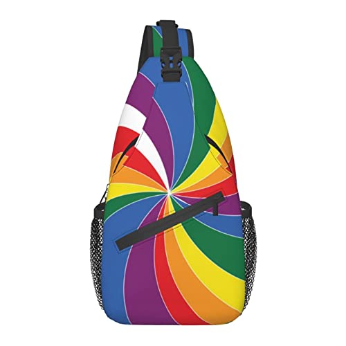 Sling Bag für Männer Frauen, für Spiral Tie Dye Abstract Rainbow Swirl, Schulterrucksack Brusttaschen Crossbody Daypack für Outdoor Wandern Camping Radfahren von AOOEDM