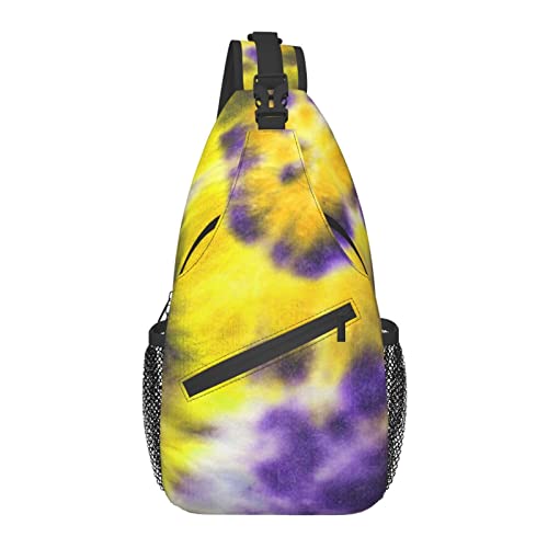 Sling Bag für Männer Frauen, für Tie Dye Gelb Lila, Schulterrucksack Brusttaschen Crossbody Daypack für Outdoor Wandern Camping Radfahren von AOOEDM