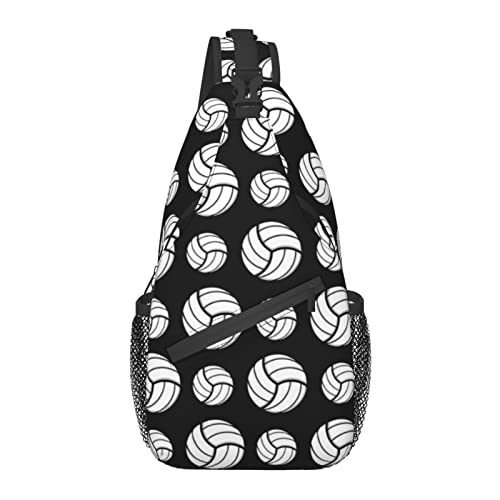 Sling Bag für Männer Frauen, für Volleyball Sport Muster Schwarz, Schulterrucksack Brusttaschen Crossbody Daypack für Outdoor Wandern Camping Radfahren von AOOEDM