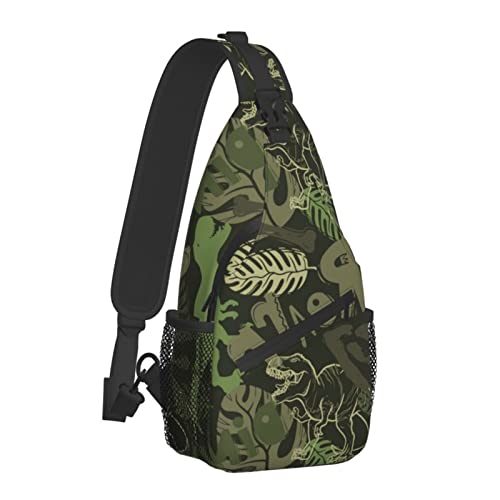 Sling-Rucksack für Damen und Herren, Reisen, Wandern, Daypack, Abstrakter Dinosaurier, Crossbody-Umhängetasche, lässige Sling-Taschen im Freien von AOOEDM