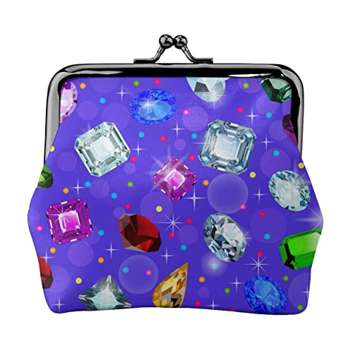 Sparkling Gems Damen-Leder-Geldbörse, Kleingeldbeutel mit Kiss-Lock-Verschluss, Schnallen-Geldbörse für Mädchen-Geschenk von AOOEDM