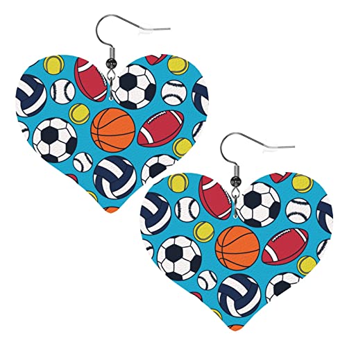 Sport Ball Herz Form Leder Ohrringe Frauen Mädchen einfache baumelnde Ohrringe Geschenke für Sie von AOOEDM