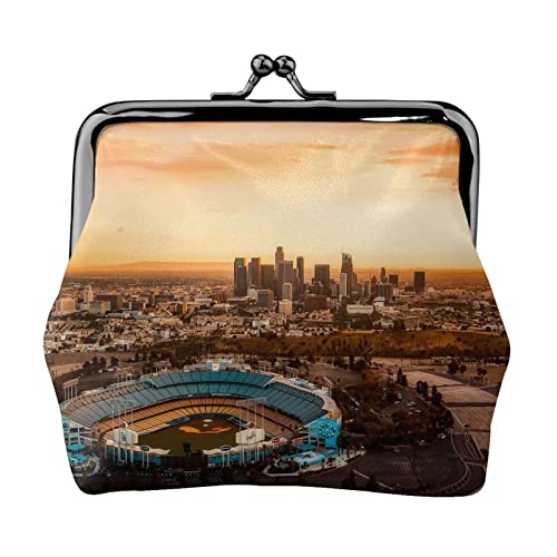Stadium View Print Kleine Geldbörse Ledertasche mit Kussschloss Kleingeldbörse Geschenke für Männer und Frauen von AOOEDM