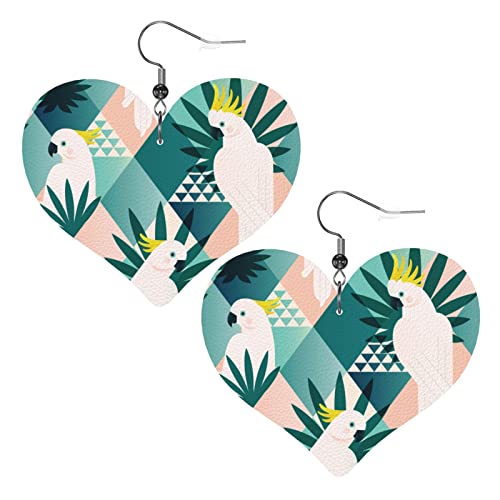 Strand Blumen Vektor Tropische Blätter Herz Form Leder Ohrringe Frauen Mädchen Einfache Ohrhänger Geschenke für Sie von AOOEDM