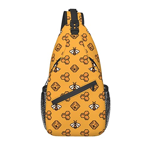 Süße Bienenmuster Sling Bag Crossbody Sling Rucksack Cartoon Biene Schulter Brusttasche für Frauen Männer Reisen Wandern von AOOEDM