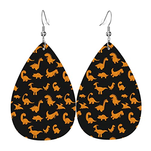 Süße Dinosaurier Chicken Nuggets Lederohrringe für Frauen Kunstleder Wassertropfen Ohrringe Vintage leichte baumelnde Ohrringe Schmuck für Frauen von AOOEDM