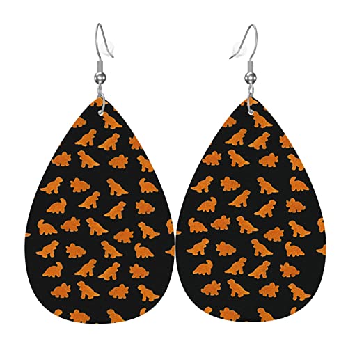 Süße Dinosaurier Chicken Nuggets Lederohrringe für Frauen Kunstleder Wassertropfen Ohrringe Vintage leichte baumelnde Ohrringe Schmuck für Frauen von AOOEDM