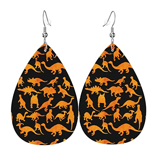 Süße Dinosaurier Chicken Nuggets Lederohrringe für Frauen Kunstleder Wassertropfen Ohrringe Vintage leichte baumelnde Ohrringe Schmuck für Frauen von AOOEDM
