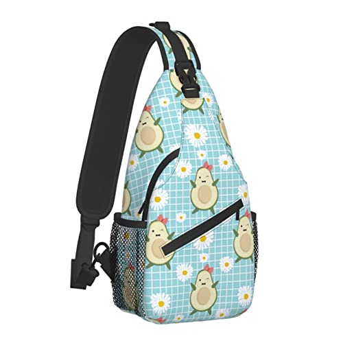 Süße Frucht Kawaii Avocados Sling Bag für Damen Herren,Früchte Print Crossbody Umhängetaschen Casual Sling Rucksack Brusttasche Reisen Wandern Daypack für Outdoor von AOOEDM