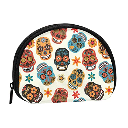 Sugar Skull Aufbewahrungstasche für den täglichen Gebrauch, tragbare Aufbewahrungstasche, kleine, ordentliche Geldbörse von AOOEDM