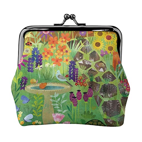 Summer In Blossom Print Small Coin Purse Kiss-Lock Leather Pouch Change Wallet Gifts for Men Women von AOOEDM