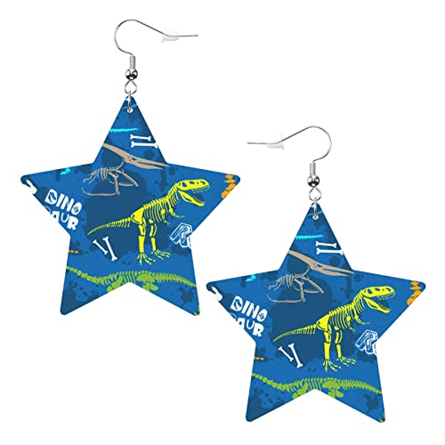 T-Rex Dinosaurier Skelett sternförmige Lederohrringe Damen Mädchen einfache baumelnde Ohrringe Geschenke für Sie von AOOEDM