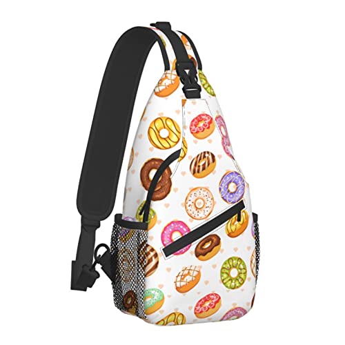 Tasty Sweets Donut Sling Bag für Damen Herren, Crossbody-Schultertaschen, lässiger Sling-Rucksack, Brusttasche, Reisen, Wandern, Tagesrucksack für den Außenbereich von AOOEDM