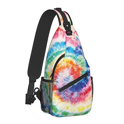 Tie Dye Swirl Sling Rucksack für Damen Herren, Reisen, Wandern, Daypack, Umhängetasche, Umhängetasche, lässige Sling-Taschen im Freien von AOOEDM