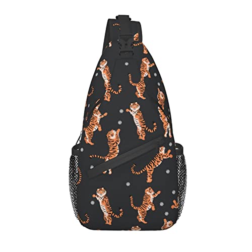 Tiger Sling Bag Casual Crossbody Schulterrucksack Cool Chest Daypack für Jungen Männer Sport Wandern Reisen von AOOEDM