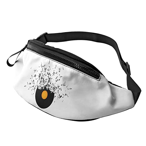 Transparent Muisicnotes Form Black Record Fanny Pack Sport Casual Hüfttasche für Damen Herren Modisch von AOOEDM