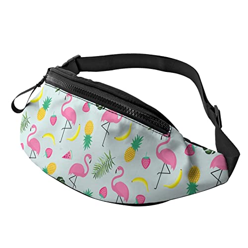 Tropische Flamingo-Fruchtblätter Gürteltasche Sport Casual Hüfttasche für Damen Herren Modisch von AOOEDM