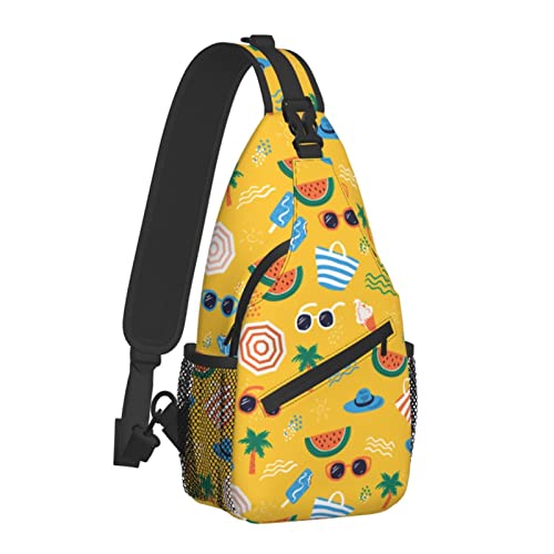 Tropischer Sommer mit Sonnenbrille, Palmen, Wassermelone, Umhängetasche für Damen und Herren, Crossbody-Schultertaschen, lässiger Sling-Rucksack, Brusttasche, Reisen, Wandern, Tagesrucksack für den Au von AOOEDM