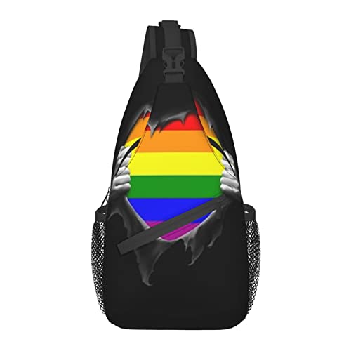 – Umhängetasche, Crossbody-Brusttasche, Anti-Diebstahl-Schulterrucksack für Damen und Herren, Reisen, Mehrzweck-Tagesrucksäcke (kompatibel mit Gay Pride Rainbow LGBT Pull Apart, Schw von AOOEDM