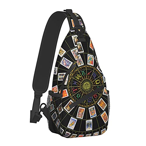 Umhängetasche für Herren, Anti-Diebstahl-Schulterrucksack, lustige und langlebige Brusttaschen, Astrologie, Tarot, Originalkunst, Schwarz zum Angeln, Radfahren, Wandern, Einheitsgröße Umhängetasche für Herren, Anti-Diebstahl-Schulterrucksack, lustige und langlebige Brusttaschen, Astrologie, Tarot, Originalkunst, Schwarz zum Angeln, Radfahren, Wandern, Einheitsgröße von AOOEDM